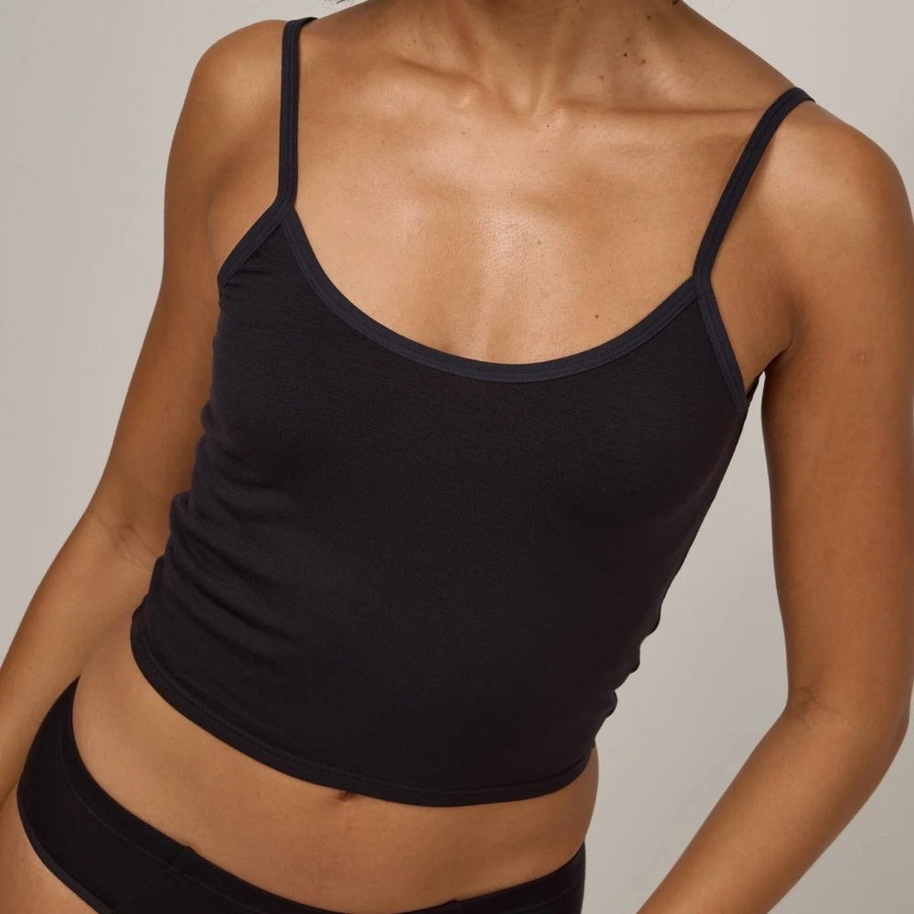 Wool& Merino Wool Roam Cropped Cami, Black, XXL
